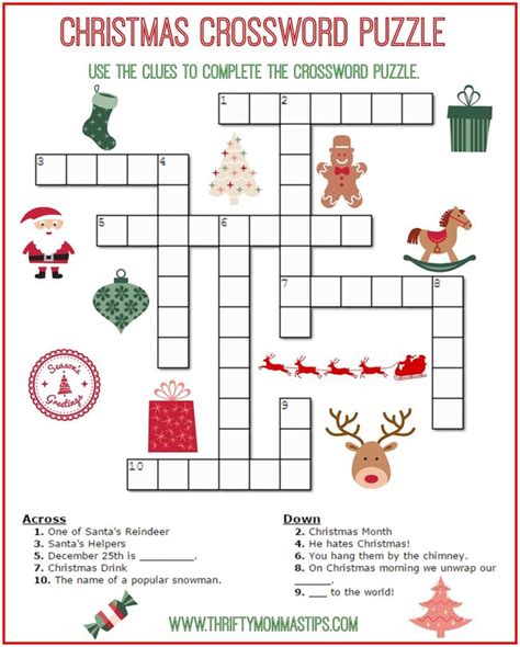 Christmas Crossword Puzzle Printable Thrifty Mommas