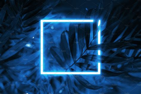 Tropical Blue Background Neon Square High Quality