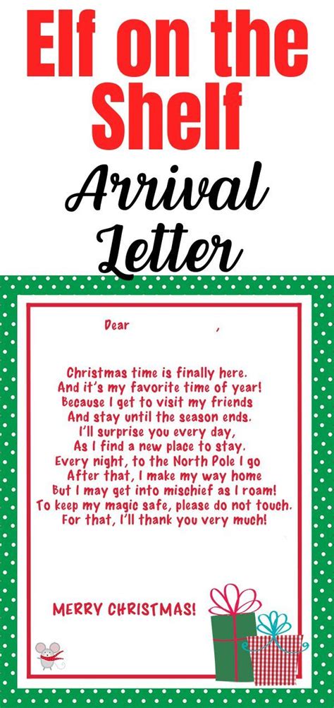 Elf On The Shelf Free Printable Arrival Letter Printable Templates