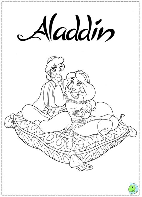 Aladdin wakes genie up disney coloring pages64aa. Aladdin and Jasmine coloring page- DinoKids.org
