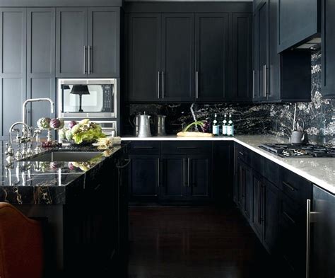 Thermofoil · doors, fronts, cabinets · unfinished · painted black-kitchen-cupboards-sophisticated-black-kitchen ...