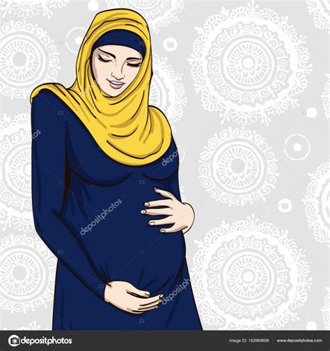 Muslim Woman Pregnancy Vector Illustration — Stock Vector © Melanjurga