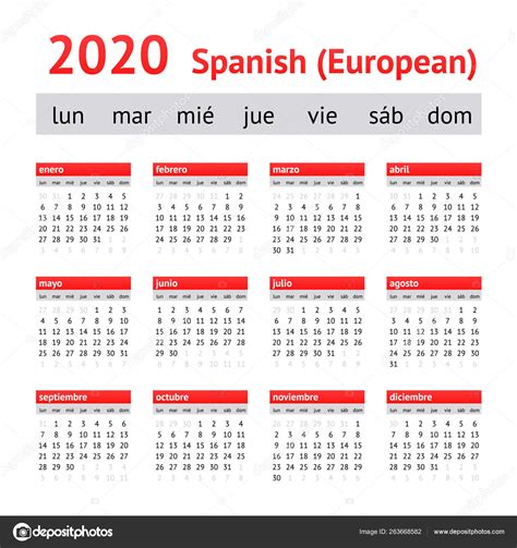 Calendar 2020 In Spanish Calendar Printables Free Templates