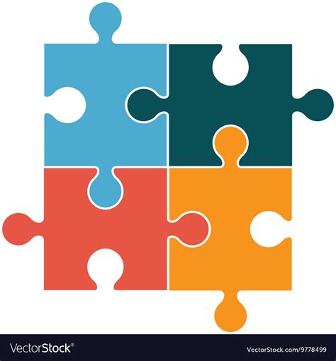 Square In Four Puzzle Pieces Icon Royalty Free Vector Image