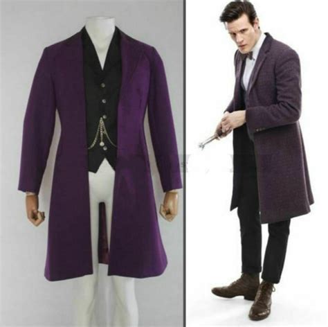 Dr Doctor Who Is 11th Doctor Purple Coat Jacket Cosplay Costume Custom