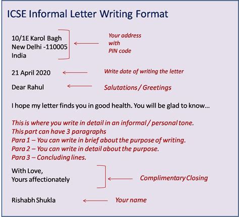 Children must know how to write the letter, message or notes. ICSE Formal Letter Format in 2021 | Letter writing format ...