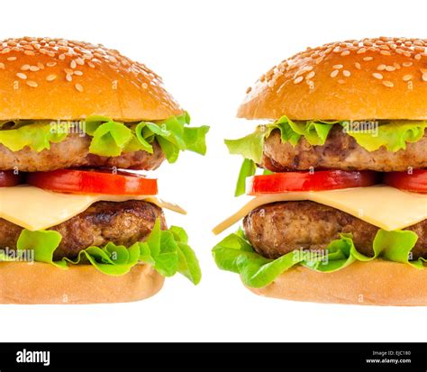 Big Hamburger On White Background Stock Photo Alamy