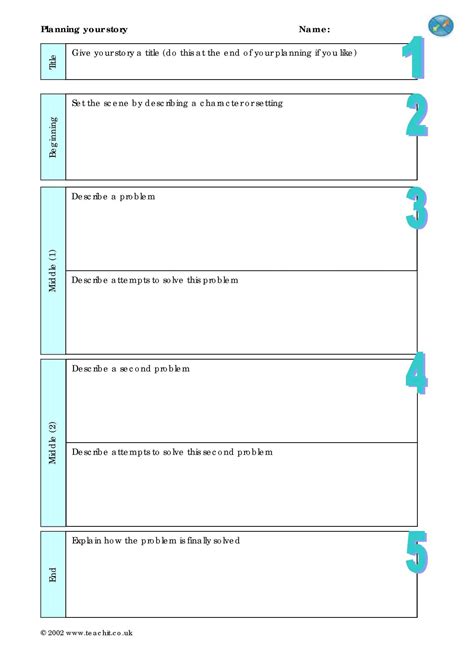 Story Planning Template Ks3 4 Creative Writing Teachit