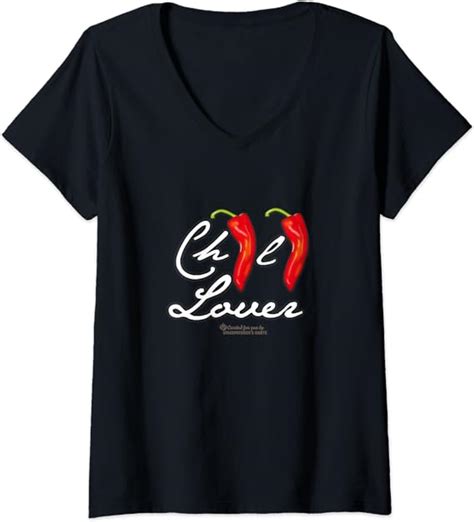 Womens Chili Lover Lettering And Hot Pepper Design Cool Chili V Neck T