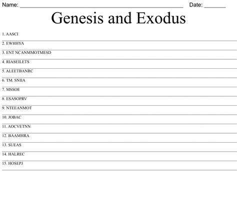Genesis And Exodus Word Scramble Wordmint