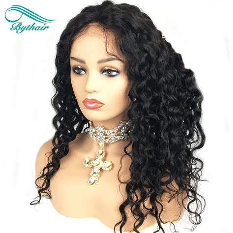 Bythairshop 130 150 Density Natural Curly Human Hair Wigs Peruvian
