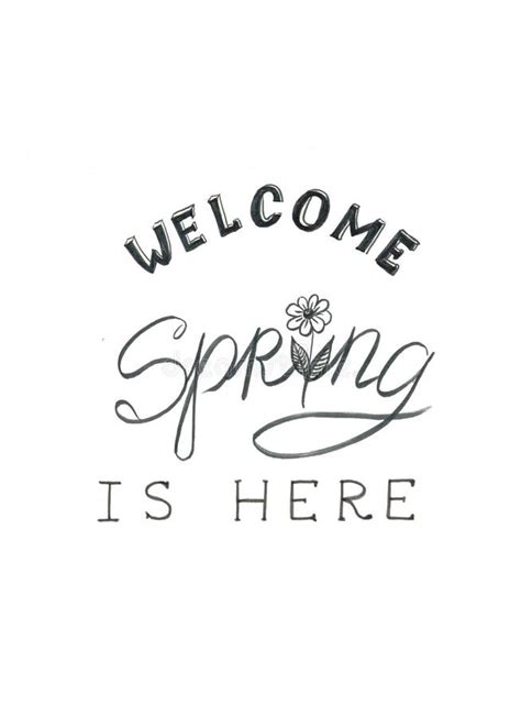 Lettering Spring Is Here Welcome Words Text Stock Illustration