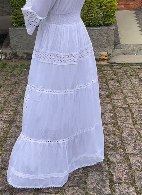 Vestido Branco Algod O Laise Civil Noiva Festa Plus Elo