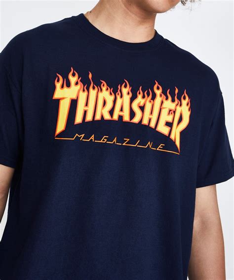 Thrasher Flame T Shirt Tee New Navy Skate Shop Aust Seller Thrasher Mag
