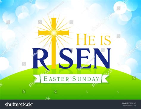 The ultimate bottom line of all of this is here: He Is Risen Easter Sunday Church Card. Stock Vector Illustration 252301567 : Shutterstock