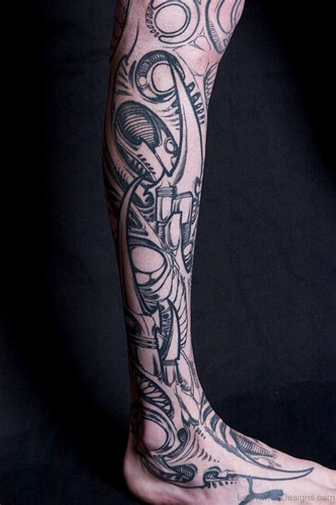 50 Wonderful Biomechanical Tattoos On Leg Leg Tattoo Designs