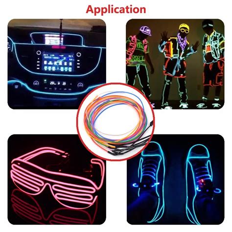 12v Flexible Electroluminescent Neon El Wire 10 Colors Glowing Rope