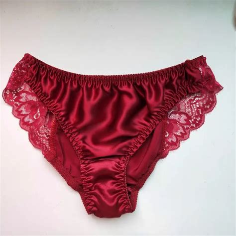 New Arrival2pcs 100 Silk Womens Sexy Lace Panties Seamless Satin