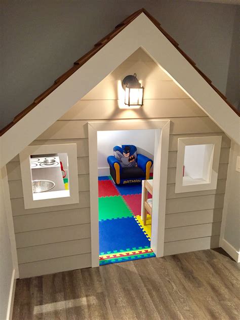 Diy Playhouse Built Under Stairs Basement Playroom Basement