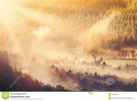 Countryside Sunrise And Mist Stock Image Image 53949917