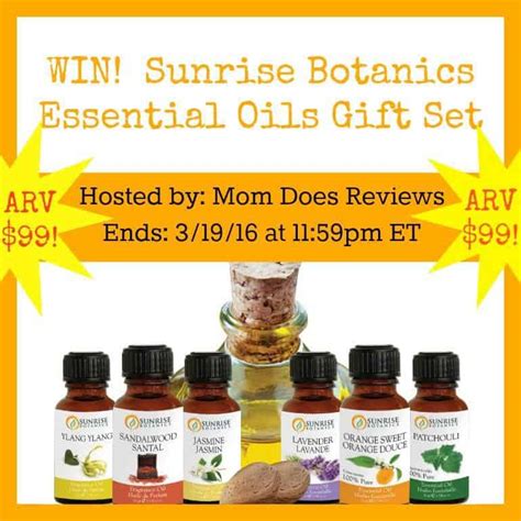 Sunrise Botanics Essential Oils T Set Giveaway Celebrate Woman Today