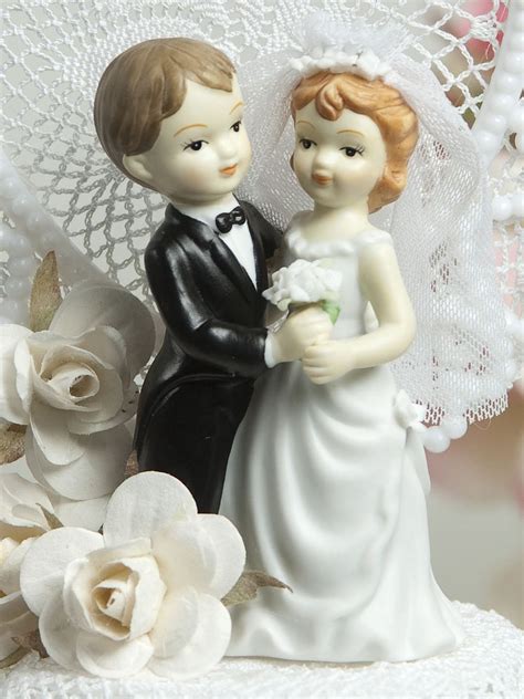 Vintage Style Wedding Cake Topper Figurine Wedding
