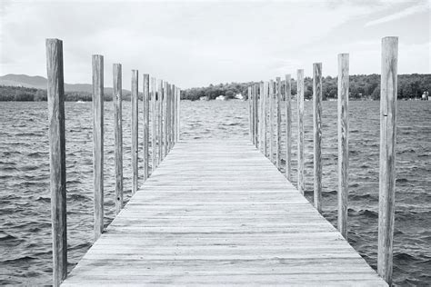 Lake Winnipesaukee Dock Black And White Photograph By Stephanie