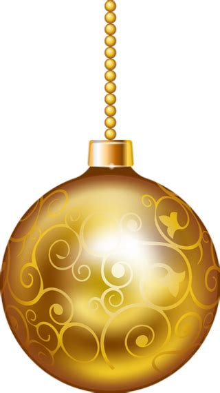 Boule De Noël Dorée Tube Gold Christmas Ball Png
