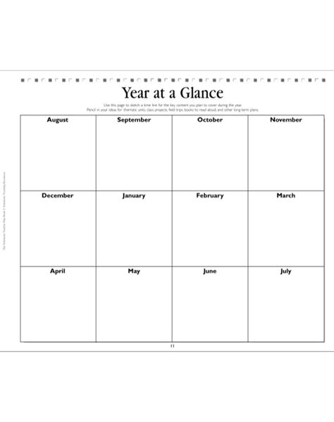 Year At A Glance Chart Teacher Planning Page By