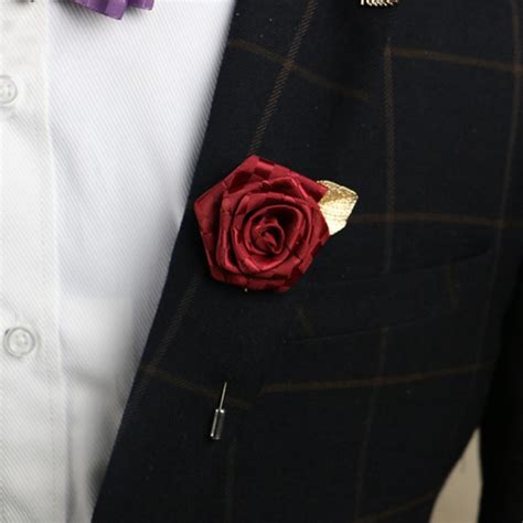 Fashion Rose Flower Suit Tuxedo Corsage Brooch Pin Collar Pins Wedding