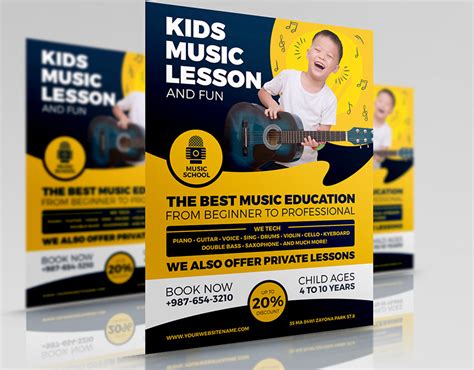 Child Music Lesson Services Flyer Template On Behance