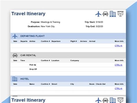 Excel Of Travel Itinerary Schedulexlsx Wps Free Templates