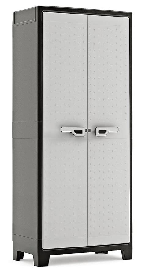 armoire haute en resine gris et noir 182x80x44cm bricorama