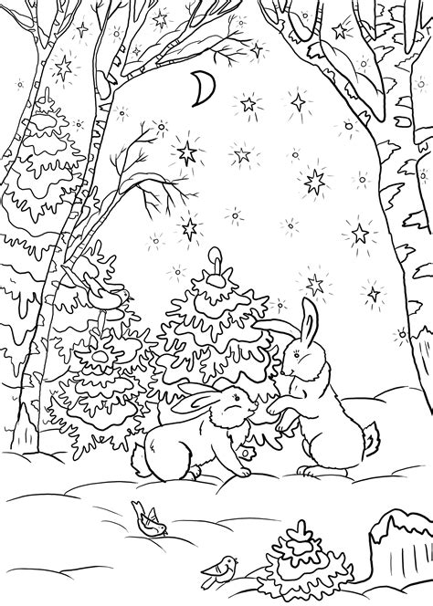 winter forest coloring pages    print