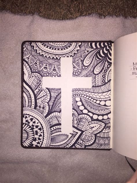 Inside Of Bible Cover Cross Zentangle Cross Drawing Christian