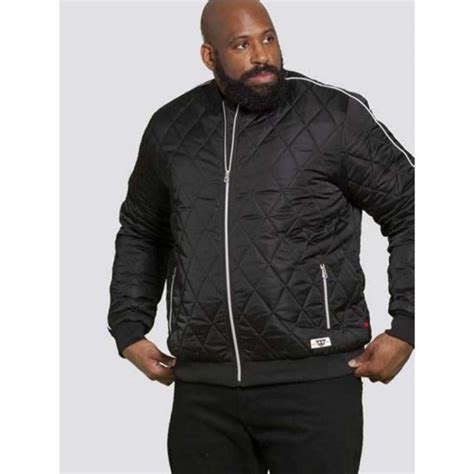 D555 Skipton Quilted Bomber Jacket Black In Big Sizes