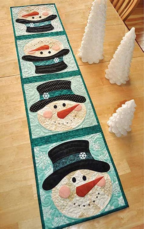 Patchwork Snowman Table Runner Pattern Snowman Quilt Christmas