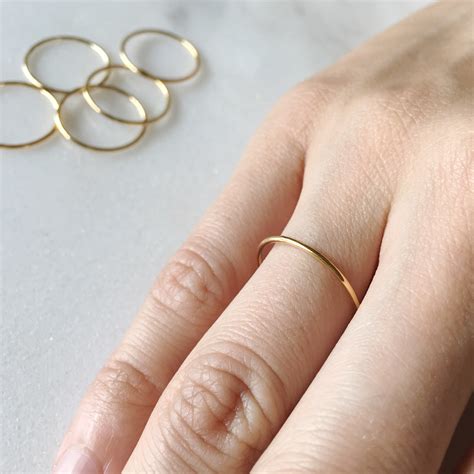 Gold Stacking Ring Set Plain Gold Ring Set Simple Gold Rings