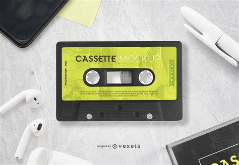 cassette tape mockup psd editable template
