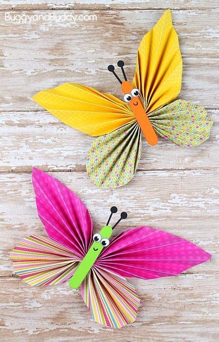 Adorable Folded Butterfly Craft With Printable Templates Paper