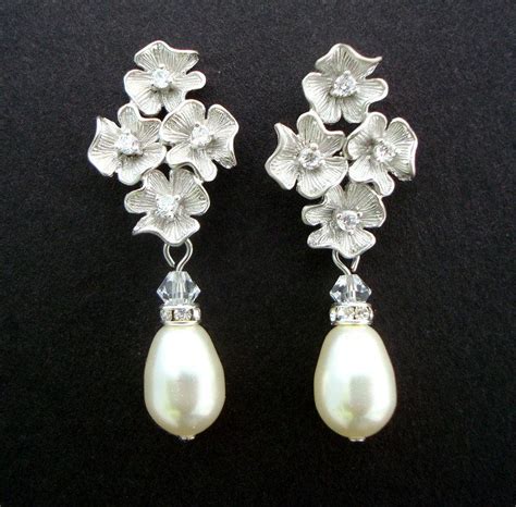 Ivory Swarovski Pearls Bridal Pearl Earrings Wedding Stud Earrings