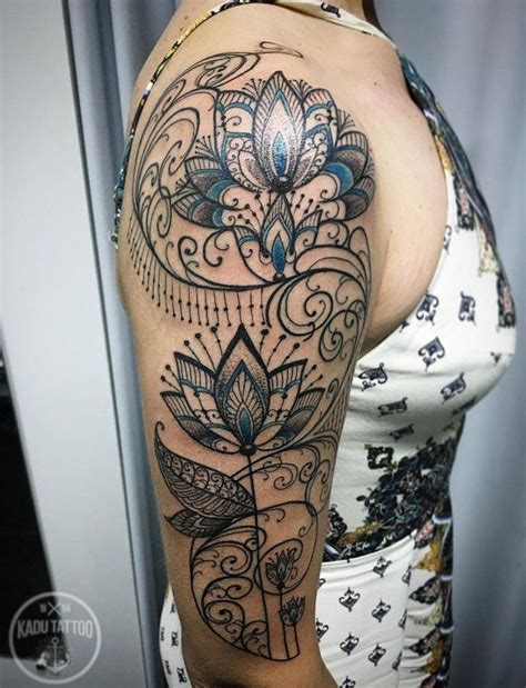 Ornamental Lotus Flower Piece By Kadu Tattoo Flower Tattoo Sleeve Full Sleeve Tattoos Sleeve