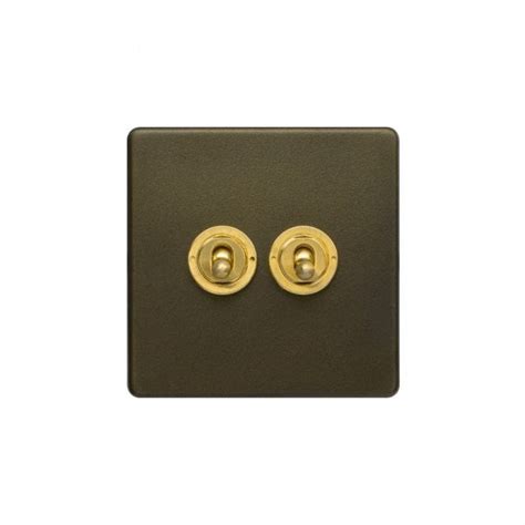 Elesi Soho Fusion Bronze And Brushed Brass 2 Gang Toggle Switch Cp Elec