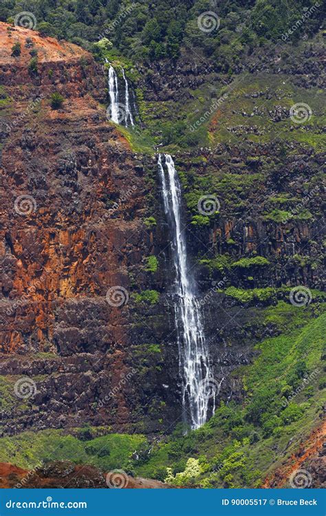 Waterfall Waimea Canyon Kauai Hawaii Stock Image Image Of Waimea