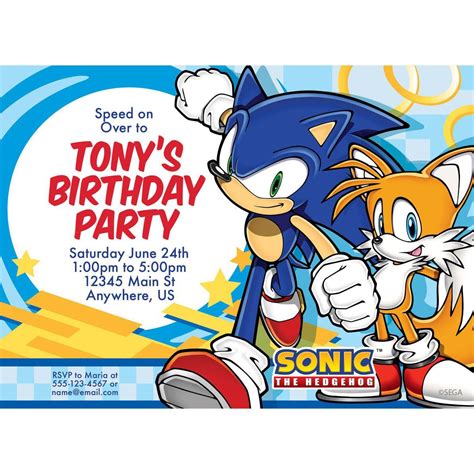 Sonic Personalized Invitation Each Sonic Tableware And Dcor For