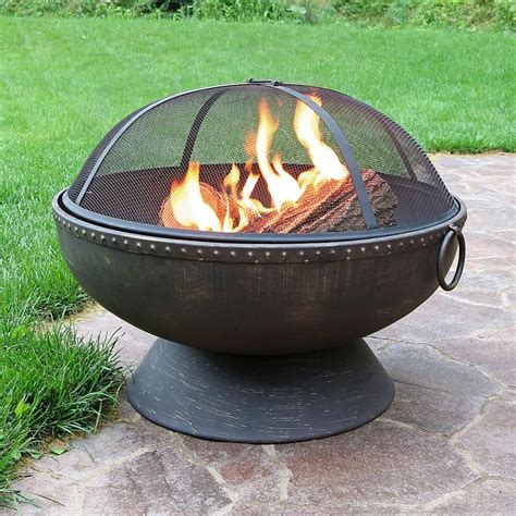 Sunnydaze Decor Royal 30 Inch Steel Wood Burning Fire Pit Bronze Nb