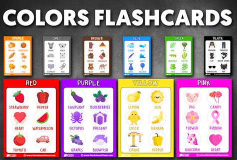 Learning Colors Flashcards Worksheets Planet