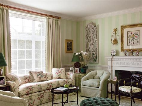 Antique Filled Traditional Living Room In Cream And Green