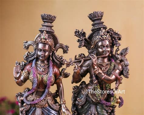 radha krishna statue 37cm bonded bronze radha krishna idol etsy