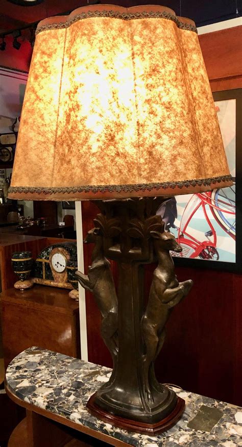 $45.0 golf player statue table lamp with shade. Art Deco Statue Table Lamp Gazelles French by P. Sega at 1stdibs